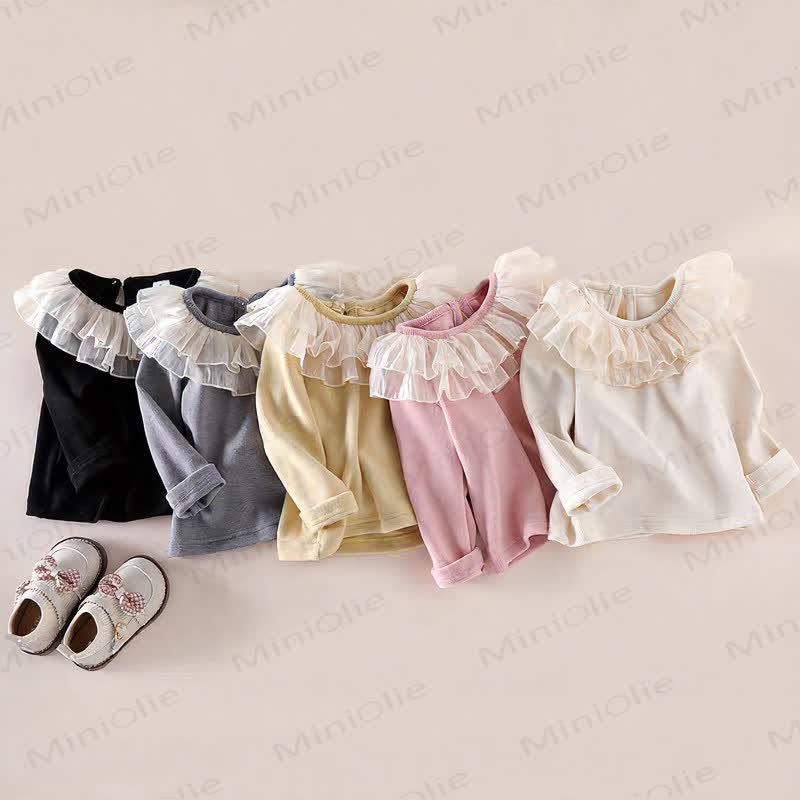 Baby Ruffle Collar Rib Knit Top - image 1