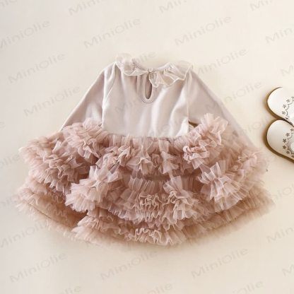 Baby Girl Ruffle Collar Layered Tulle Dress - image 4