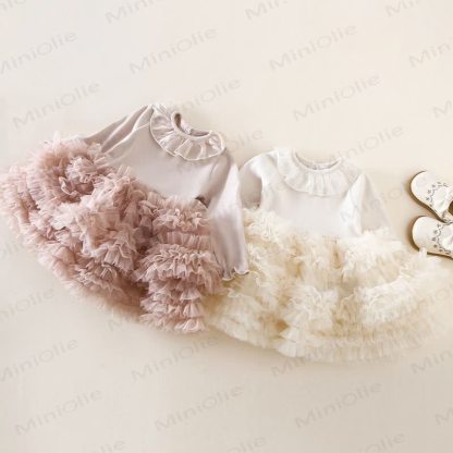Baby Girl Ruffle Collar Layered Tulle Dress - image 1