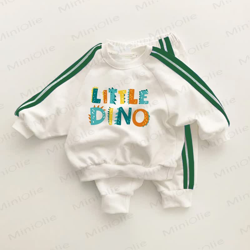 LITTLE DINO Baby Toddler Green Striped 2-piece Set - White&Green - 3-5T - image 1
