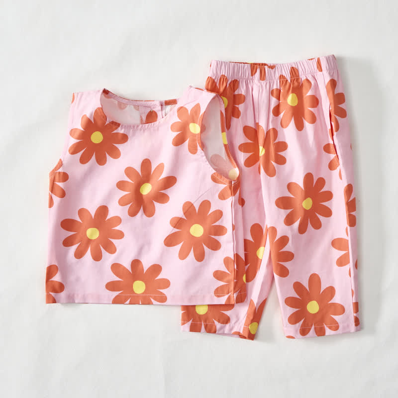 Baby Toddler Pink Flower Sleeveless Top and Pants 2-piece Set - image 2
