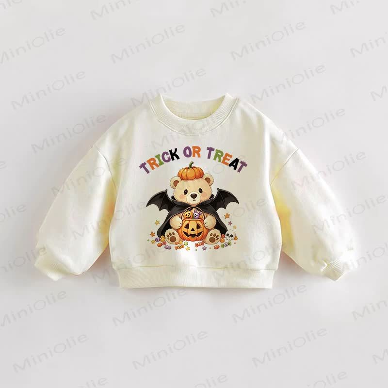 TRICK OR TREAT Baby Toddler Bear Cream Sweatshirt - Cream - 3-5T - image 1