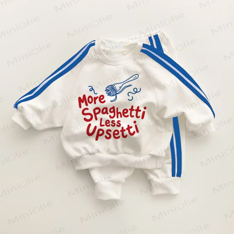 MORE SPAGHETTI LESS UPSETTI Baby Toddler Striped 2-piece Set - White&Blue - 3-5T - image 1