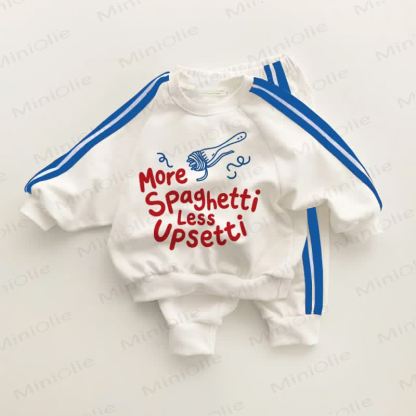 MORE SPAGHETTI LESS UPSETTI Baby Toddler Striped 2-piece Set - White&Blue - 3-5T - image 1