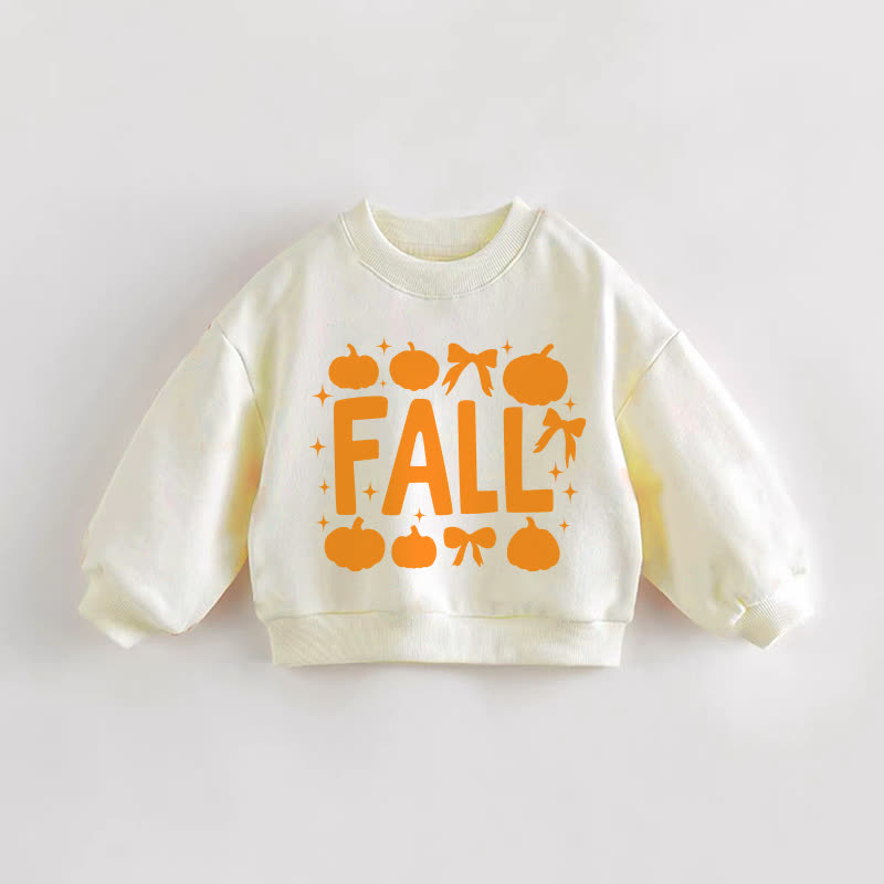 FALL Baby Toddler Pumpkin and Bow Cream Sweatshirt - Cream - 3-5T - image 1