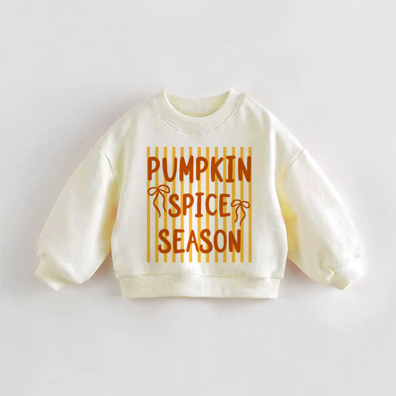 PUMPKIN SPICE SEASON Baby Toddler Stirped Cream Sweatshirt - Cream - 3-5T - image 1