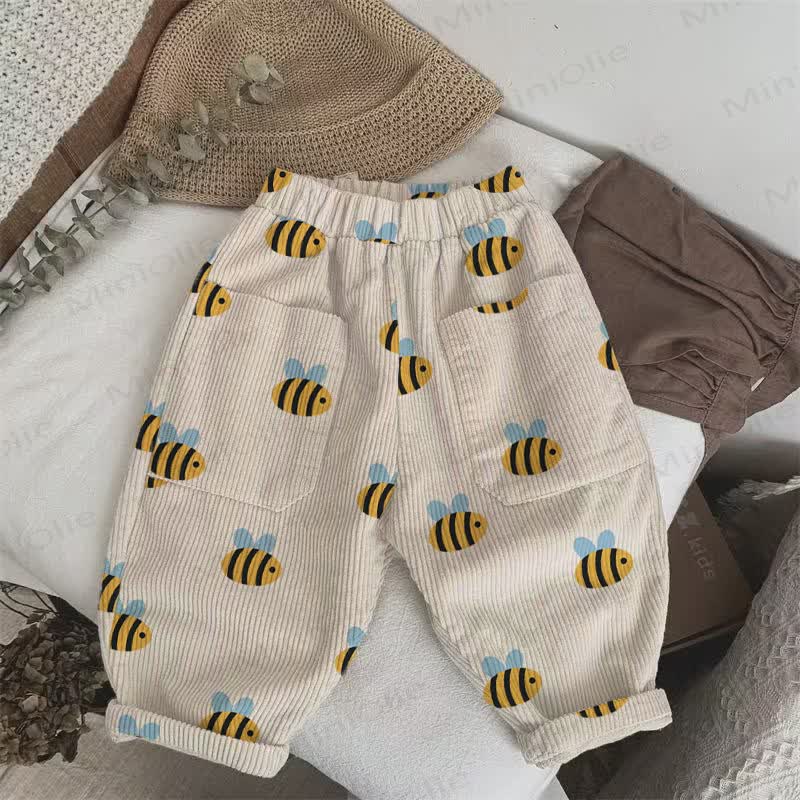 Baby Toddler Bee Print Corduroy Pants - Off-White - 5-7T - image 1