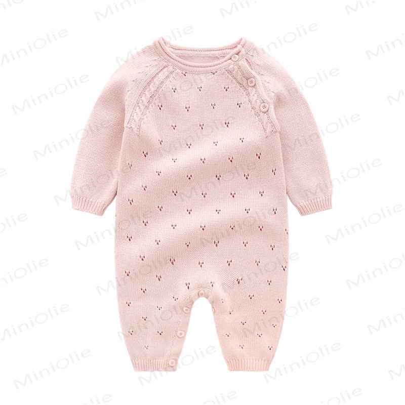 Baby Pointelle Knit Shoulder Button Romper - Pink - 18-24M - image 4
