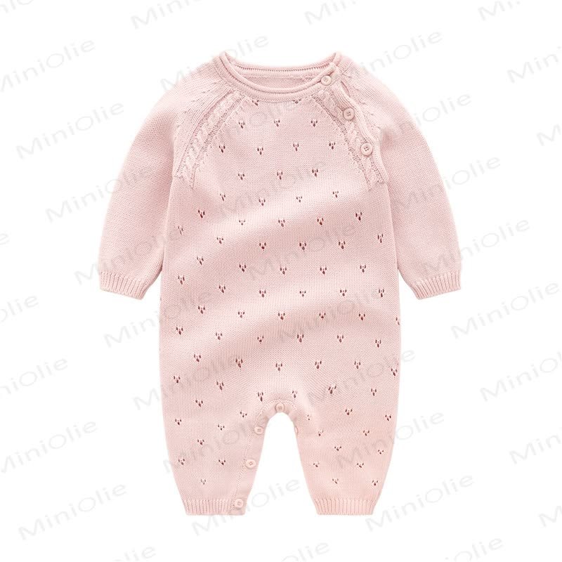 Baby Pointelle Knit Shoulder Button Romper - Pink - 18-24M - image 4
