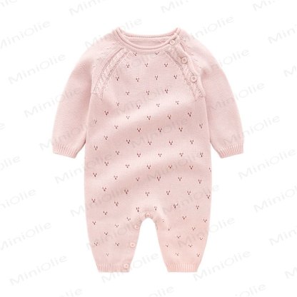 Baby Pointelle Knit Shoulder Button Romper - Pink - 18-24M - image 4