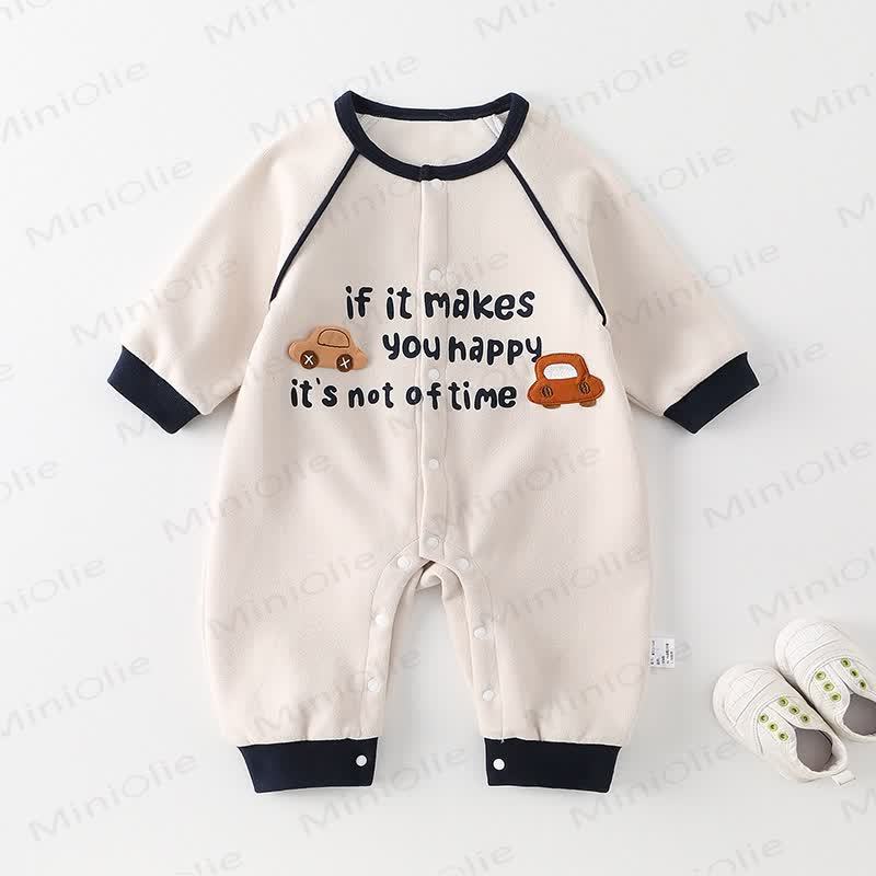 IF IT MAKES YOU HAPPY IT'S NOT A WASTE OF TIME Baby Car Applique Onesie - Beige - 18-24M - image 1