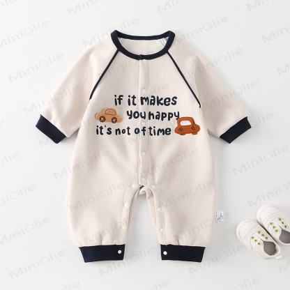 IF IT MAKES YOU HAPPY IT'S NOT A WASTE OF TIME Baby Car Applique Onesie - Beige - 18-24M - image 1