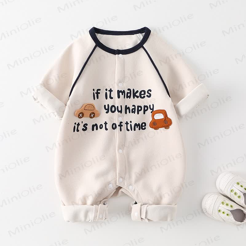 IF IT MAKES YOU HAPPY IT'S NOT A WASTE OF TIME Baby Car Applique Onesie - image 2