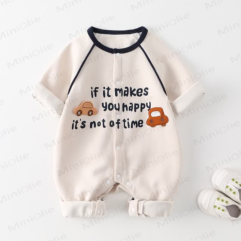 IF IT MAKES YOU HAPPY IT'S NOT A WASTE OF TIME Baby Car Applique Onesie - image 2