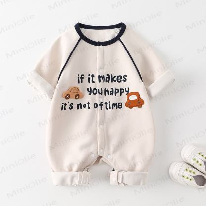 IF IT MAKES YOU HAPPY IT'S NOT A WASTE OF TIME Baby Car Applique Onesie - image 2