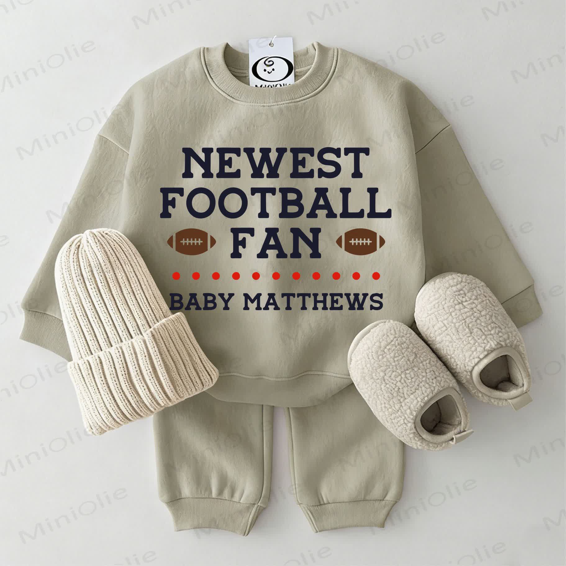 NEWEST FOOTBALL FAN BABY MATTHEWS Baby Sweatshirt 2-piece Grey Green Set - Grey Green - 2-3T - image 1
