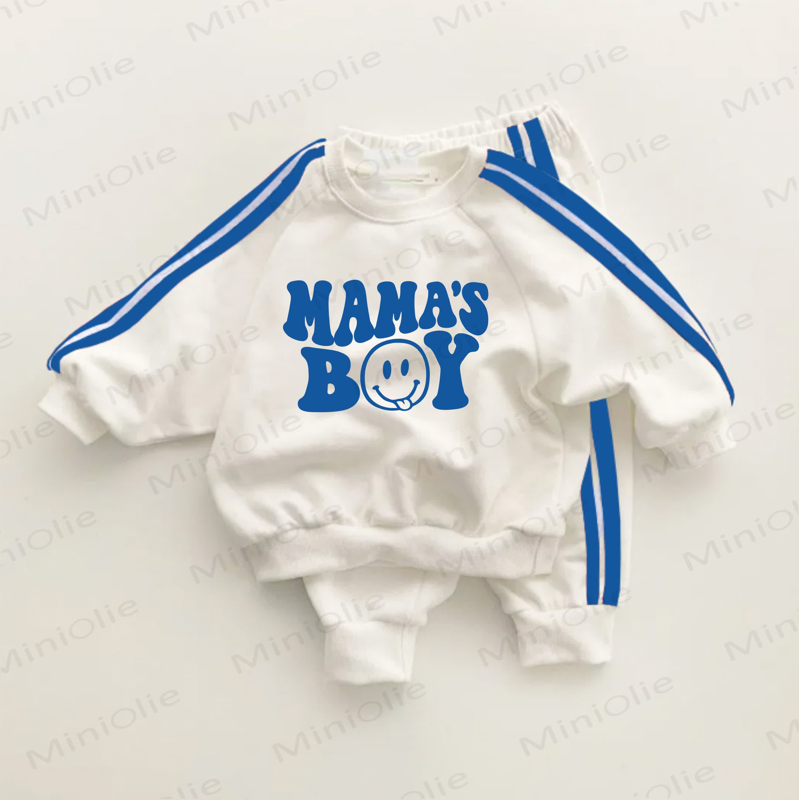MAMA'S BOY Blue Striped 2-piece Set - White&Blue - 3-5T - image 1