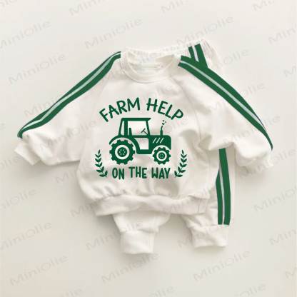 FARM HELP ON THE WAY Baby Toddler Green Striped 2-piece Set - White&Green - 3-5T - image 1