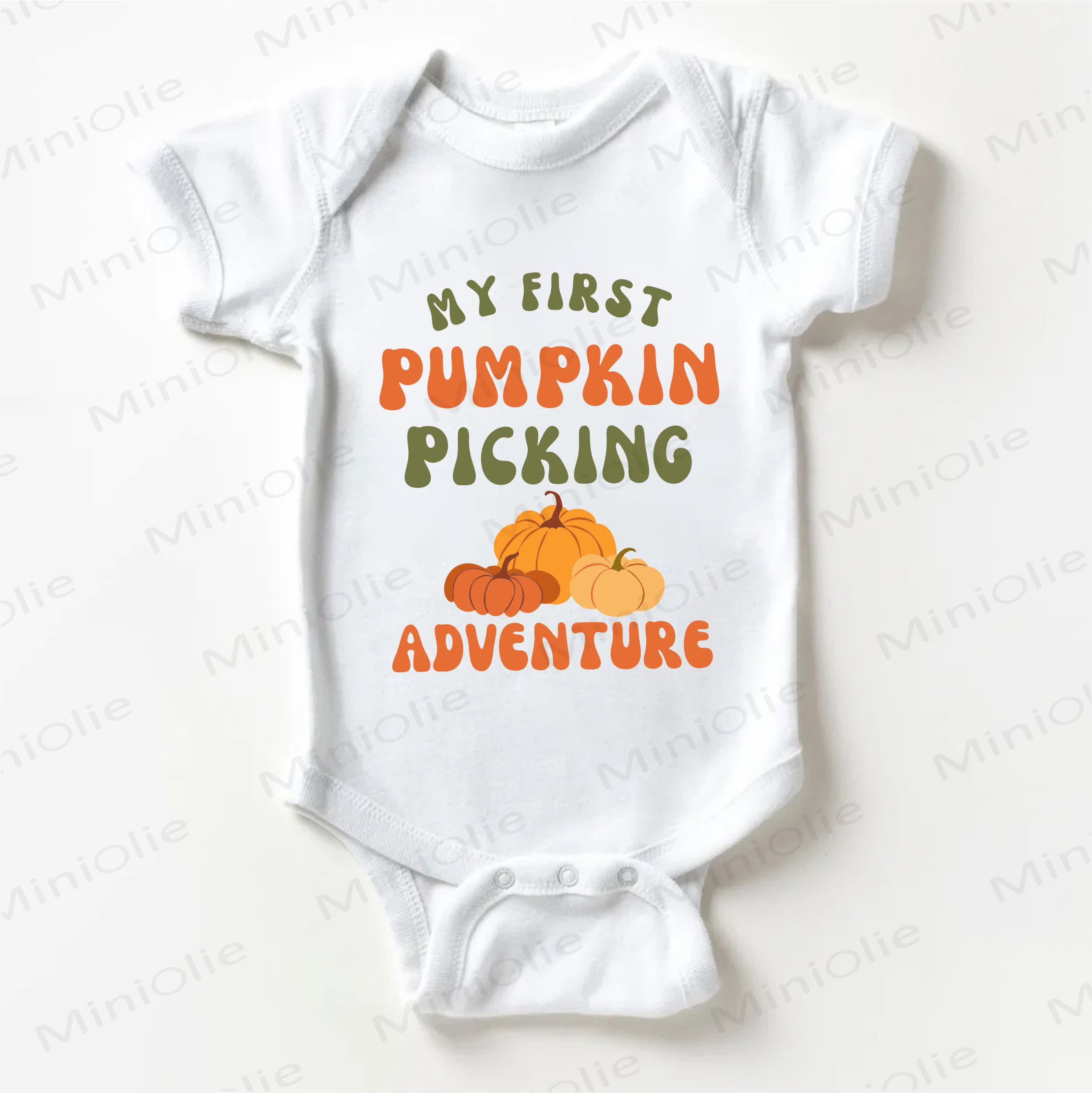 MY FIRST PUMPKIN PICKING ADVENTURE Baby White Bodysuit - White - 18-24M - image 1