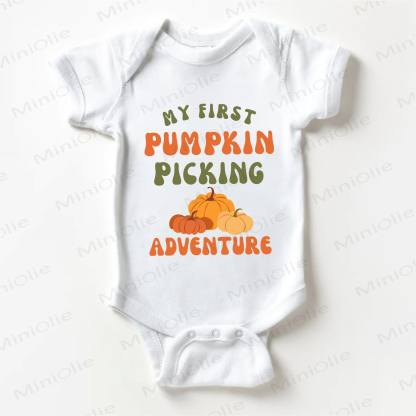 MY FIRST PUMPKIN PICKING ADVENTURE Baby White Bodysuit - White - 18-24M - image 1