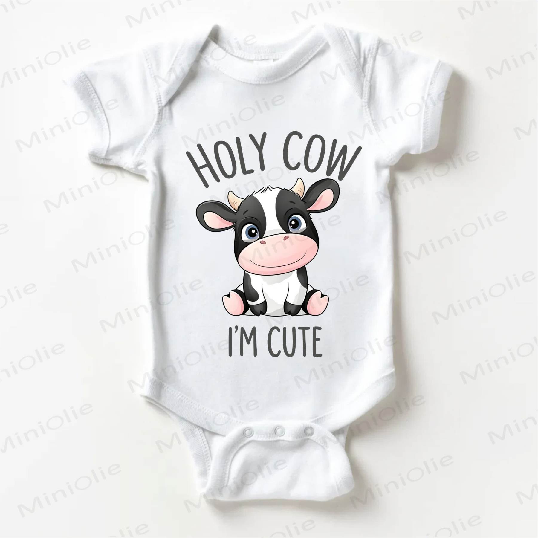 HOLY COW I'M CUTE Baby White Bodysuit - White - 18-24M - image 1