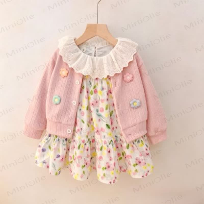 Baby Girl Floral Lace Collar Dress - Pink - 3-4T - image 2