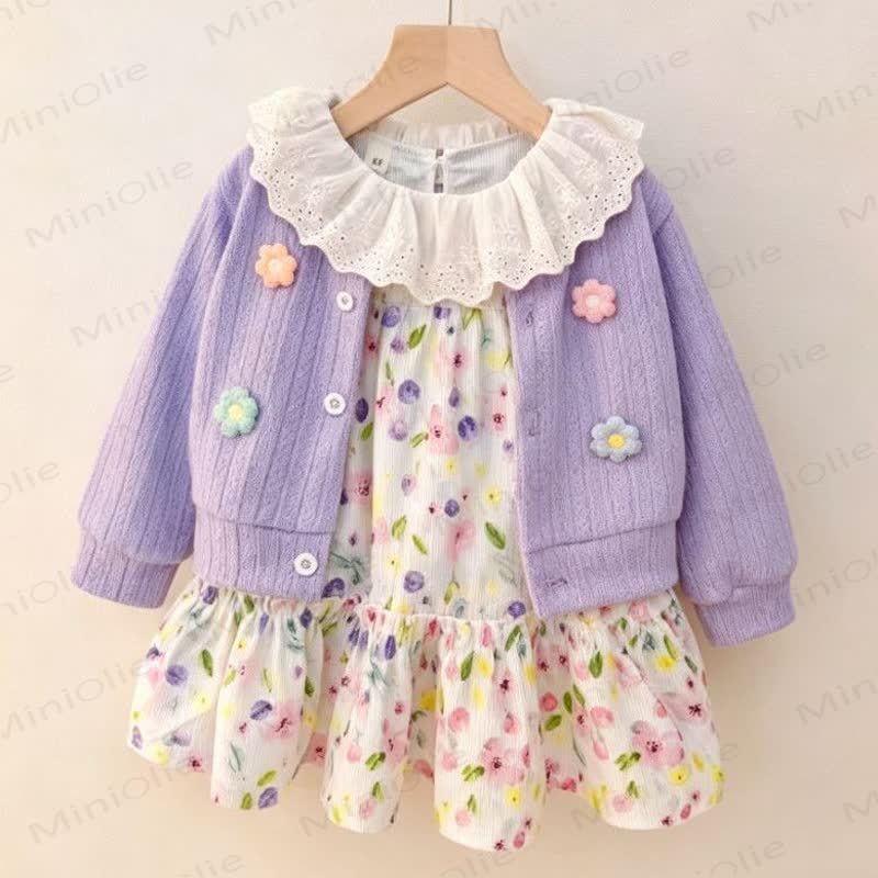 Baby Girl Floral Lace Collar Dress - Purple - 3-4T - image 5