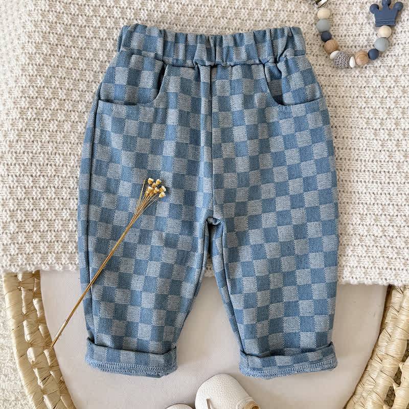 Baby Toddler Blue Checkerboard Casual Pants - Blue - 2-3Y - image 1