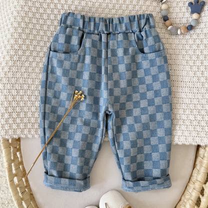 Baby Toddler Blue Checkerboard Casual Pants - Blue - 2-3Y - image 1