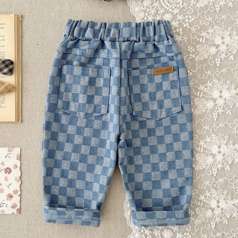 Baby Toddler Blue Checkerboard Casual Pants - image 2