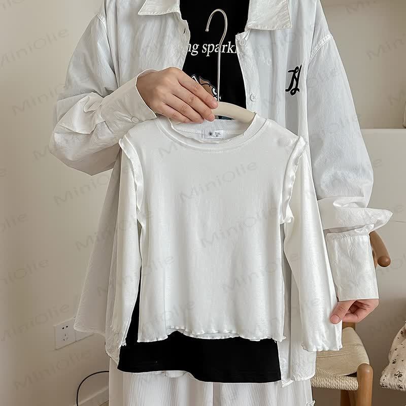 Toddler Girl Lettuce Trim Long Sleeve T-Shirt - White - 8-9T - image 7