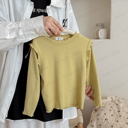 Toddler Girl Lettuce Trim Long Sleeve T-Shirt - Yellow - 8-9T - image 8