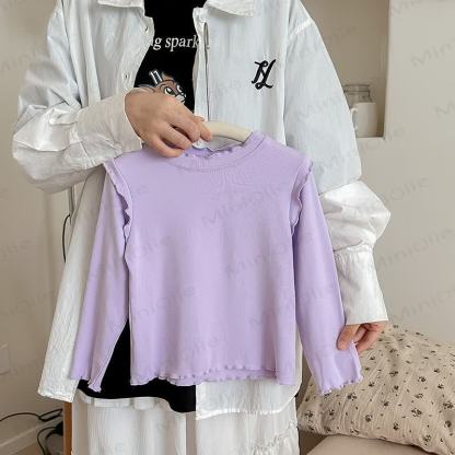 Toddler Girl Lettuce Trim Long Sleeve T-Shirt - Purple - 8-9T - image 9