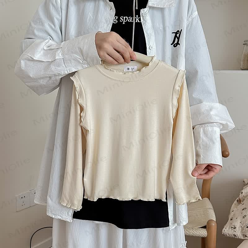 Toddler Girl Lettuce Trim Long Sleeve T-Shirt - Beige - 8-9T - image 10