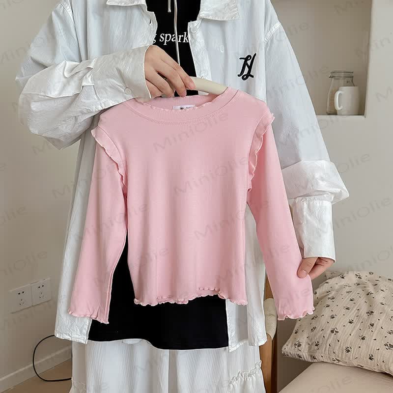 Toddler Girl Lettuce Trim Long Sleeve T-Shirt - Pink - 8-9T - image 11