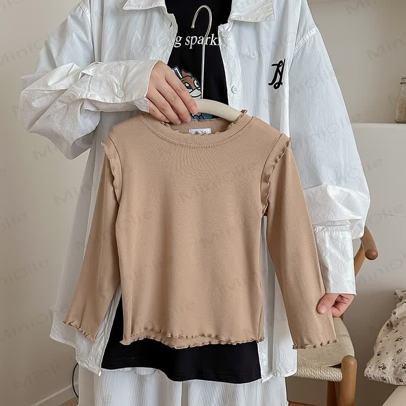 Toddler Girl Lettuce Trim Long Sleeve T-Shirt - Coffee - 8-9T - image 12