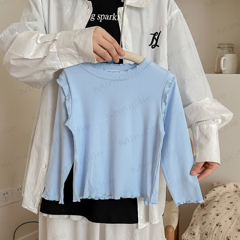 Toddler Girl Lettuce Trim Long Sleeve T-Shirt - Blue - 8-9T - image 13