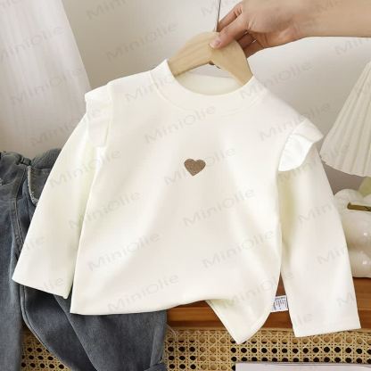 Toddler Girl Heart Ruffle Long Sleeve T-Shirt - White - 8-9T - image 2