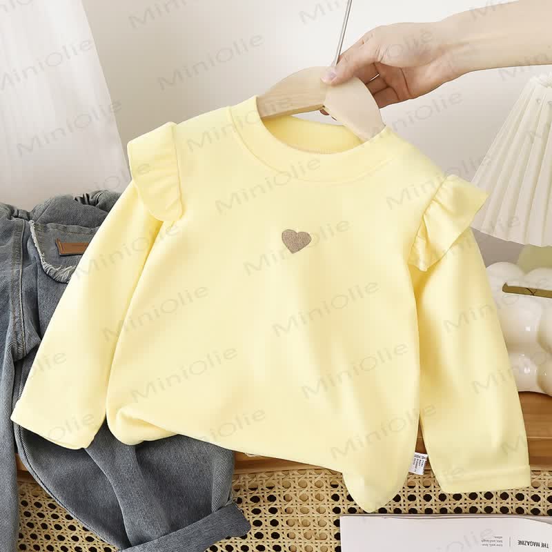 Toddler Girl Heart Ruffle Long Sleeve T-Shirt - Yellow - 8-9T - image 3