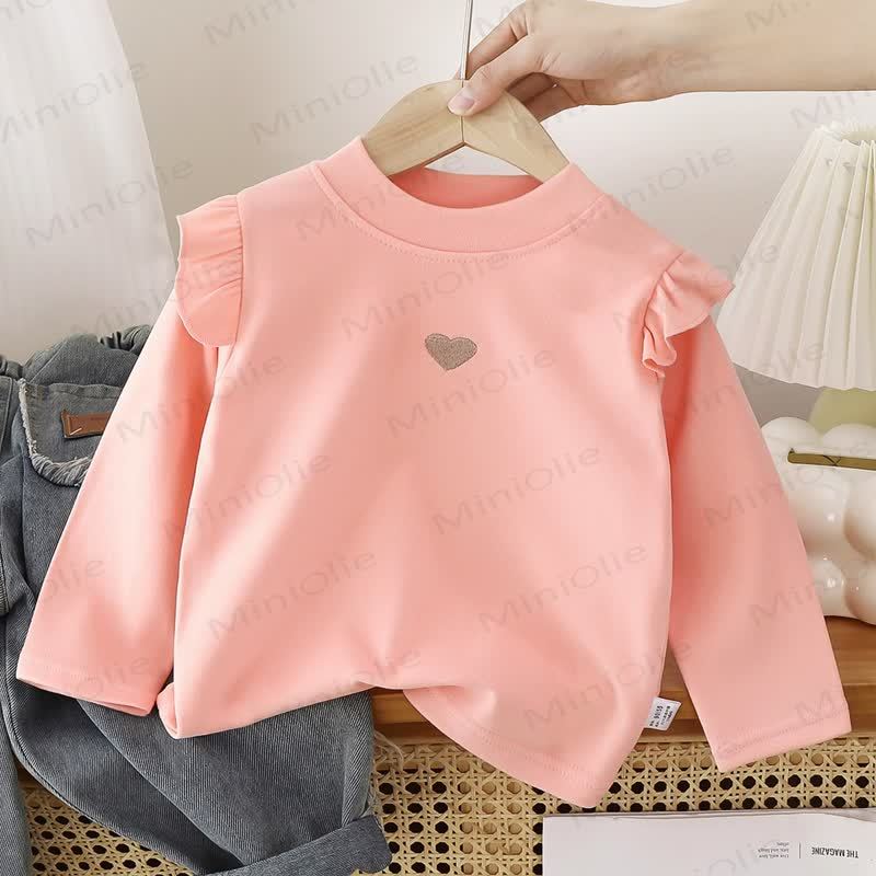 Toddler Girl Heart Ruffle Long Sleeve T-Shirt - Pink - 8-9T - image 4