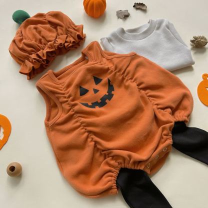 Baby Halloween Pumpkin Print Bodysuit or Solid Color Pants - Orange Bodysuit - 18-24M - image 2