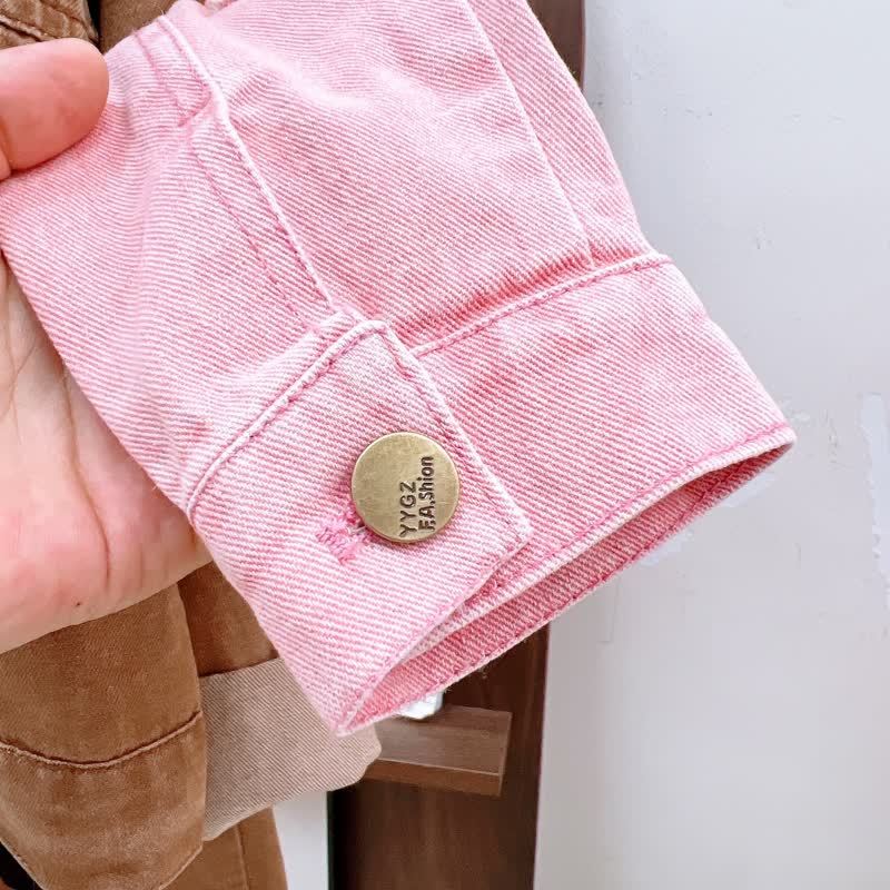 Toddler Girl Solid Color Denim Jacket and Pants 2-piece Set - image 9