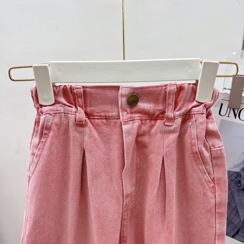 Toddler Girl Solid Color Denim Jacket and Pants 2-piece Set - image 10