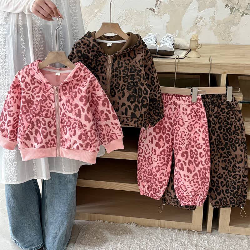 Toddler Girls Leopard Print Zip Hoodie and Pants 2-piece Set - image 4