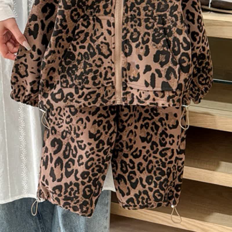 Toddler Girls Leopard Print Zip Hoodie and Pants 2-piece Set - image 6