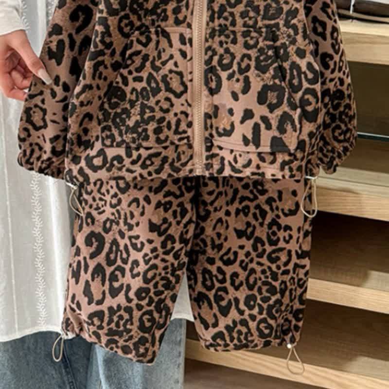Toddler Girls Leopard Print Zip Hoodie and Pants 2-piece Set - image 6