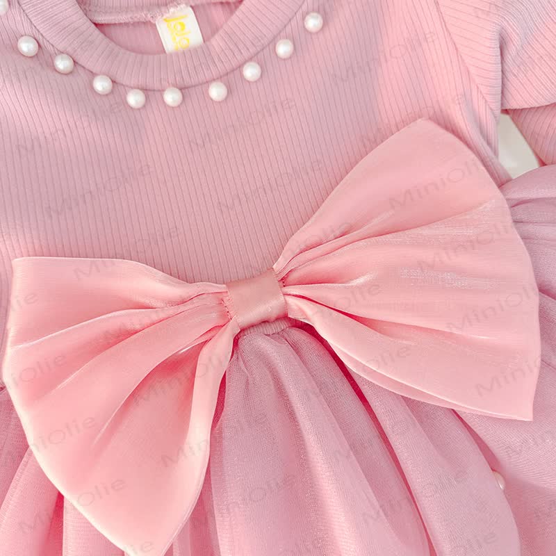 Baby Girl Pearl Bow Tulle Dress - image 5