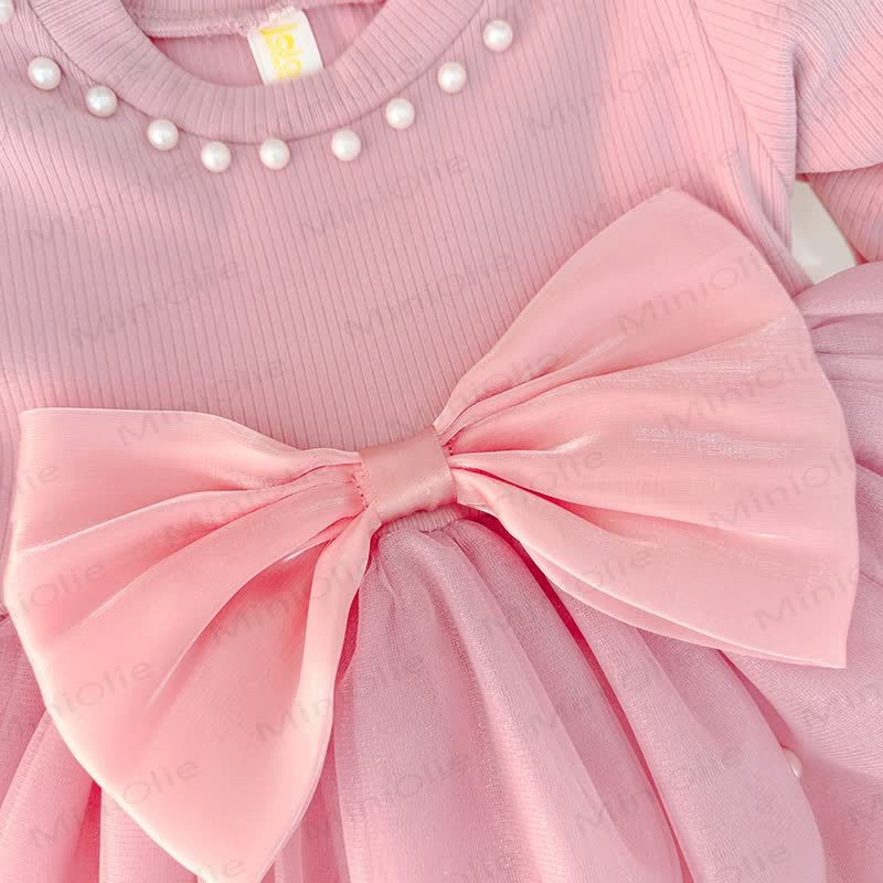 Baby Girl Pearl Bow Tulle Dress - image 5