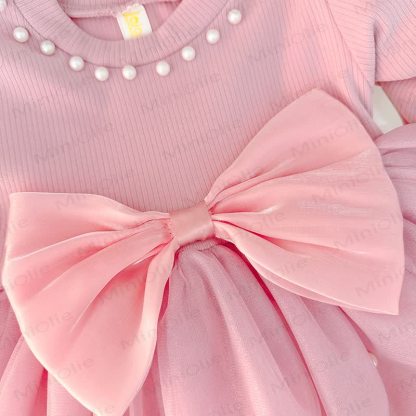 Baby Girl Pearl Bow Tulle Dress - image 5
