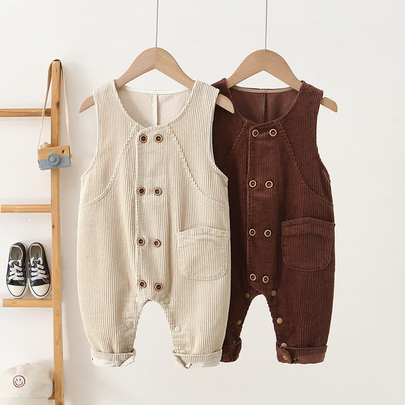 Baby Toddler Vintage Corduroy Button Front Overalls - image 1